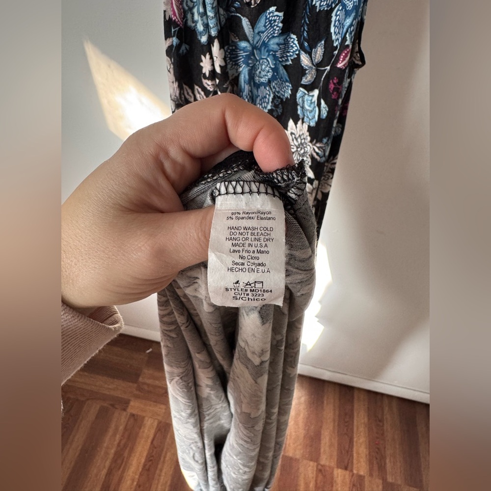 Mai Soli Mock Neck Floral Maxi Dress Made in USA Side Slit Key Hole Closer Sm - Picture 7 of 12